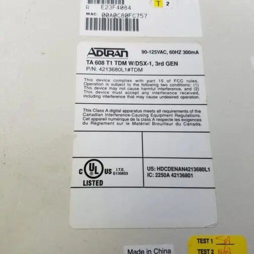 Adtran 4213680L1#TDM TA 608 T1 TDM/DSX-1, 3rd GEN - Image 3