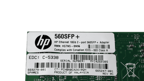 HP 560SFP+ 10Gb 2-port Gigabit Network Adapter 665247-001 FH Bracket (No SFPs) - Image 4