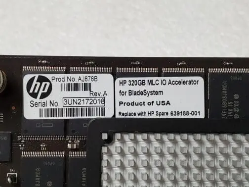 HP StorageWorks 320GB SSD Fusion IO Accelerator For Blade System AJ878B - Image 3