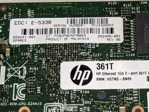 HP Ethernet Gigabit 2 Port 361T Adapter PCI-e 656241-001 652495-001 Full Height - Image 4