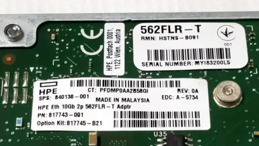 HPE 562FLR-T Dual Port 10Gb Network Adapter 817743-001 / 840138-001 - Image 4