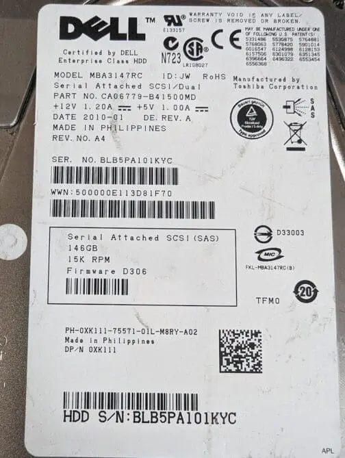 LOT OF 3 Dell XK111 146GB 15K SAS 3.5" Hard Drive MBA3147RC - Image 2