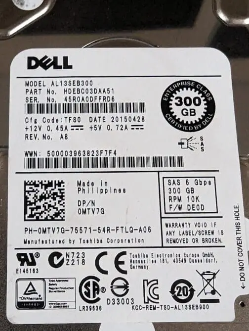 LOT OF 3 Dell MTV7G 300GB SAS 10K 2.5" Hard Drive AL13SEB300 Enterprise Class - Image 2