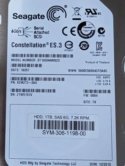 lot of 2 Seagate 1TB 9ZM273-004 SAS 3.5" Constellation ES.3 HDD ST1000NM0023 - Image 2