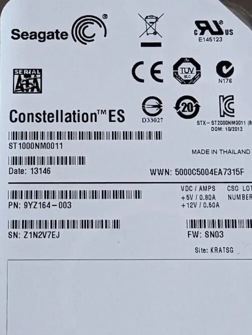 LOT OF 2 Seagate 1TB Constellation ES ST1000NM0011 SATA 3.5" 9YZ164-003 - Image 2