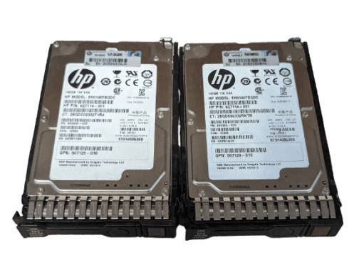 LOT OF 2 HP 146GB 15K SAS 2.5" Hard Drive 627114-001 EH0146FBQDC w/G8 Tray