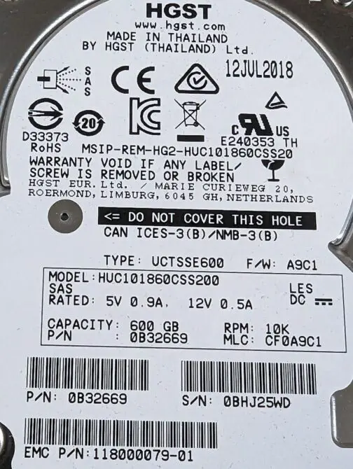 HGST 600GB 10K 2.5" SAS 12Gb/s 128MB Enterprise Hard Drive HUC101860CSS200 - Image 2