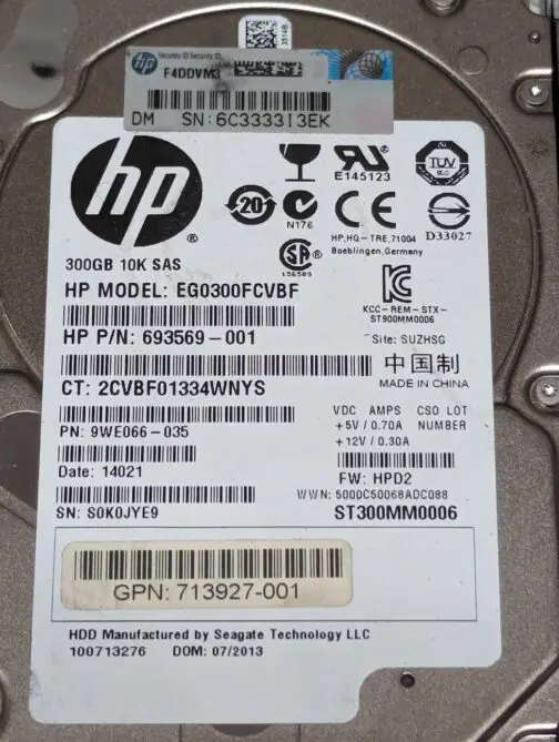 LOT OF 3 HP 300GB 2.5" SAS 6Gb/s 10k Hard Disk Drive 693569-001 EG0300FCVBF - Image 2