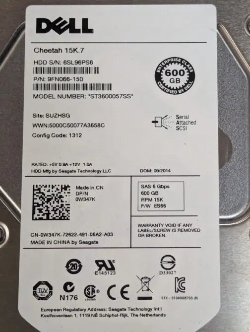 Dell 0W347K 600GB 15K 9FN066-150 SAS 3.5" Cheetah Hard Drive ST3600057SS - Image 2