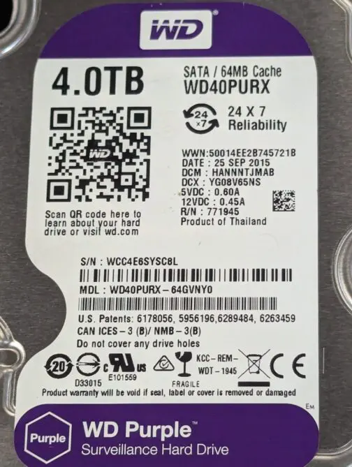 FOR PARTS Western Digital WD Purple 4TB HDD SATA lll Hard Drive WD40PURX - Image 2