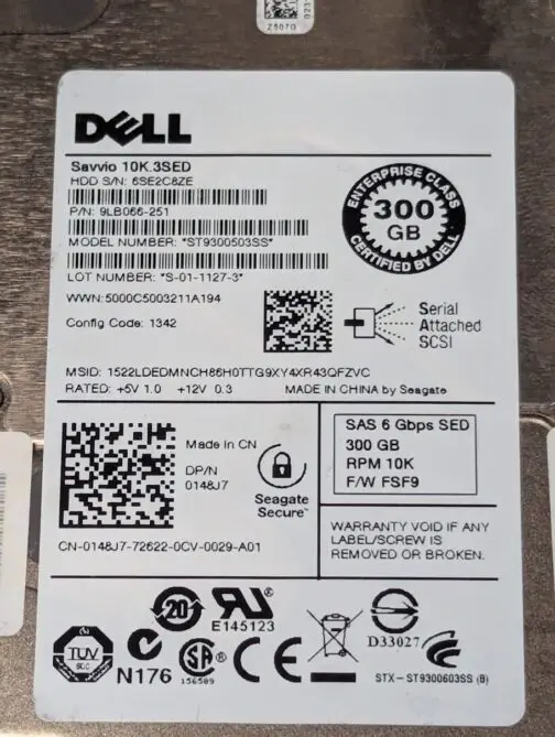 LOT OF 4 Dell 300GB 148J7 2.5" SAS 6Gb/s Server Hard Disk Drive ST9300503SS - Image 2