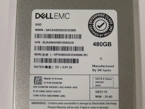 Dell/EMC 480GB SATA Solid State Drive 2.5" 6Gb/s HFS480G3H2X069N 3397M - Image 2