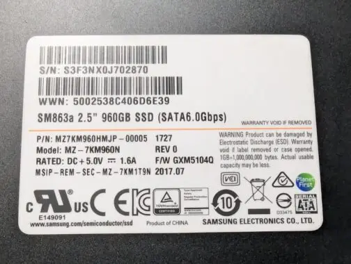 Samsung 960GB SM863a 2.5" SATA 6Gb/s Solid State Drive MZ-7KM960N - Image 3