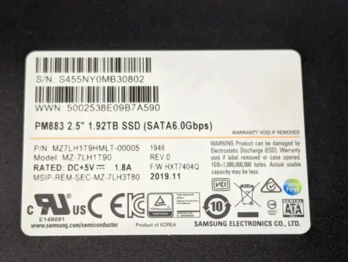 Samsung 1.92TB SSD 2.5" SATA 6Gbps MZ-7LH1T90 PM883 MZ7LH1T9HMLT-00005 - Image 2