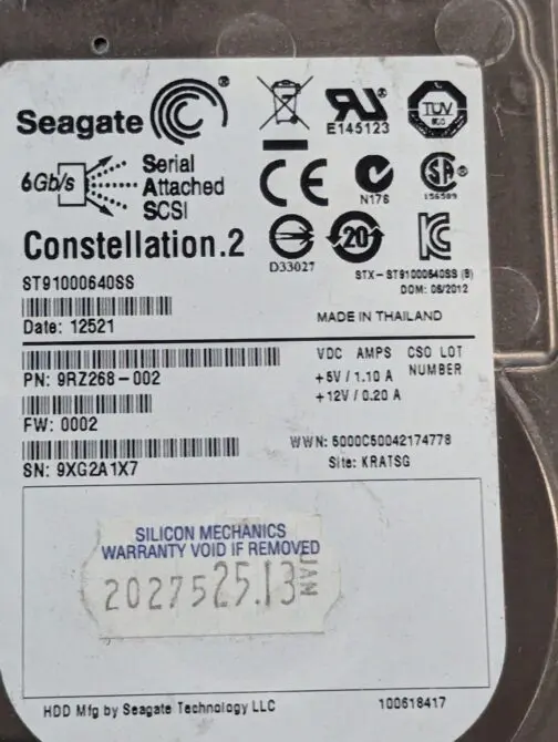 Seagate 1TB 9RZ268-002 SAS 2.5" Server Hard Drive Constellation.2 ST91000640SS - Image 2