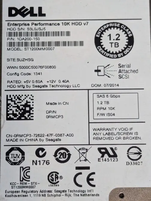 Dell 1.2TB RMCP3 SAS 2.5" 6Gb/s 10K Enterprise Hard Drive with Tray ST1200MM0007 - Image 2