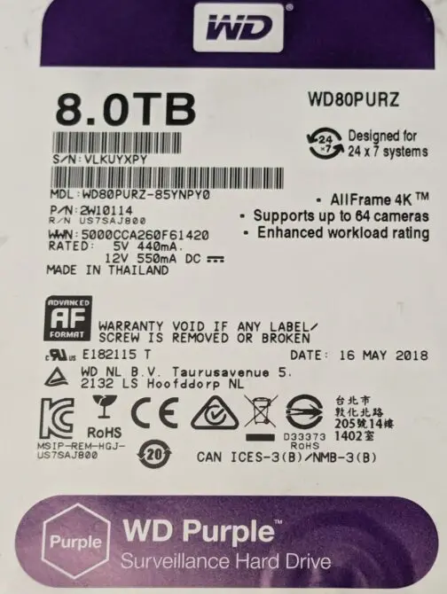 Western Digital Purple 8TB WD80PURZ SATA 6Gbps Surveillance Hard Drive - Image 2