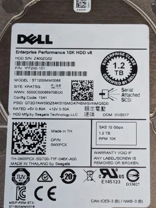 Dell 1.2TB WXPCX 10K 12Gb/s 2.5" SAS Server HDD ST1200MM0088 - Image 2