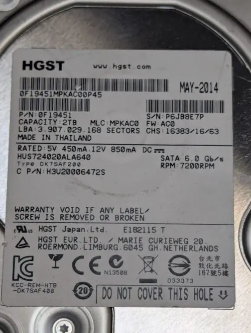 HGST 2TB 0F19451 3.5" SATA 6Gb/s Hard Disk Drive HUS724020ALA640 - Image 2