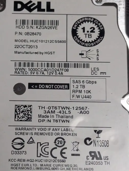 Dell 1.2TB T6TWN 2.5" SAS Server Hard Disk Drive HUC101212CSS600 - Image 2