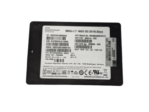 HP 480GB SM863a 866614-002 SATA 6Gb/s 2.5" SSD MZ-7KM480N