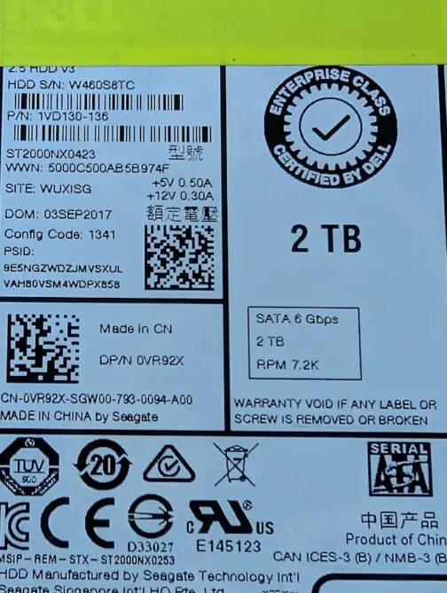 Dell 2TB 0VR92X SATA 6Gb/s Hard Drive ST2000NX0423 - Image 2