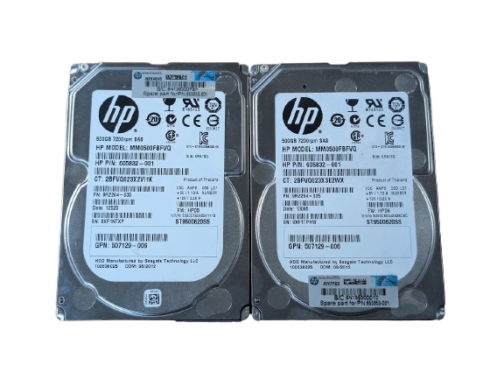 LOT OF 2 HP 500GB 2.5" SAS 6Gb/s Server Hard Disk Drive MM0500FBFVQ