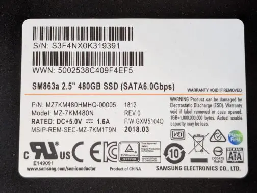 Samsung 480GB SM863a 2.5" SATA 6Gb/s Solid State Drive MZ-7KM480N - Image 2