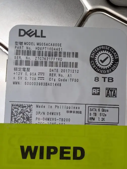 Dell 8TB 4WXV5 3.5" SATA Hard Disk Drive MG05ACA800E - Image 2