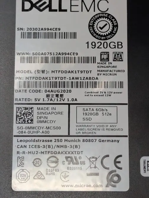 Dell 1.92TB MMCDY SATA 2.5" 6Gb/s SSD 5300 MAX MTFDDAK1T9TDT - Image 2