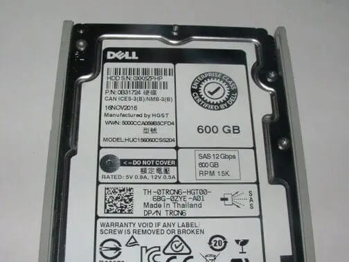 Dell 600GB TRCN6 12 Gb/s 2.5" SAS Hard Drive HUC156060CSS204 with Tray - Image 2