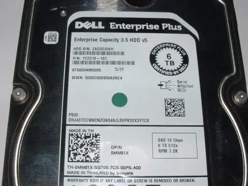 Dell MM81X 6TB Enterprise Plus 3.5" SAS 12Gbps Hard Drive ST6000NM0095