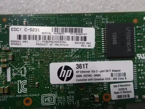 HP Ethernet Gigabit 2 Port 361T Adapter PCI-e 656241-002 652495-002 High Profile - Image 4