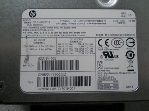 HP Workstation Z620 800W S10-800P1A 717019-001 623194-002 Power Supply - Image 3