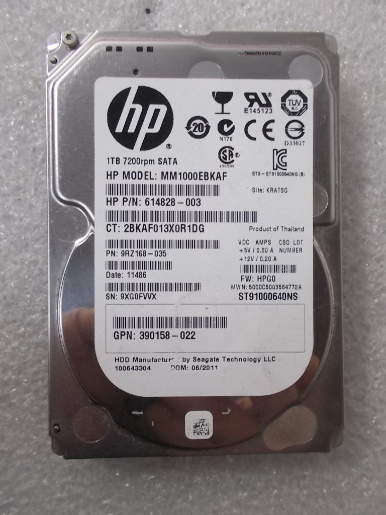 HP 614828-003 // MM1000EBKAF 1TB 7.2K 2.5″ SATA Hard Drive No Tray