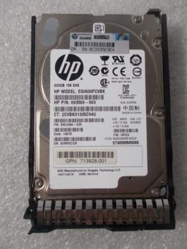 HP 600GB EG0600FCVBK // 713964-001 10K SAS 6Gb/s 32MB 2.5″ HDD W/ Caddy