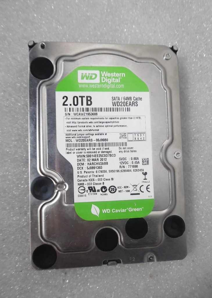 Western Digital WD20EARS-00J99B0 // WD20EARS 2TB SATA 5.4K 3.5