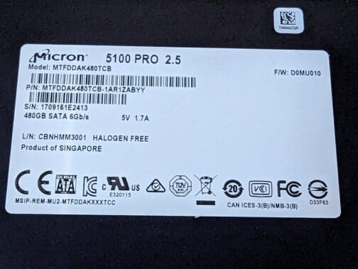 Micron 5100 PRO 480GB SATA 6Gbps MTFDDAK480TCB - Image 2