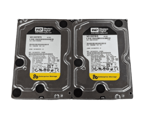 LOT OF 2 Western Digital 1TB WD1002FBYS SATA II 3Gbps 3.5" Hard Drive Enterprise