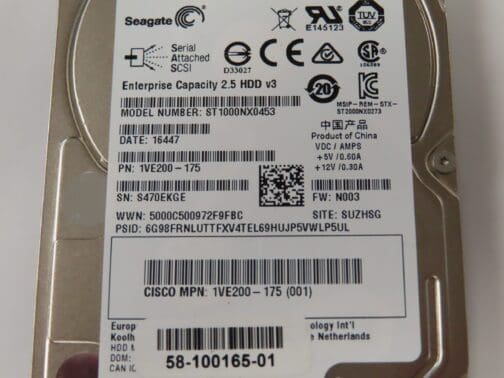 Cicso Seagate 1TB 7.2K SAS 12Gb/s 2.5" Hard Drive ST1000NX0453 1VE200-175 - Image 2