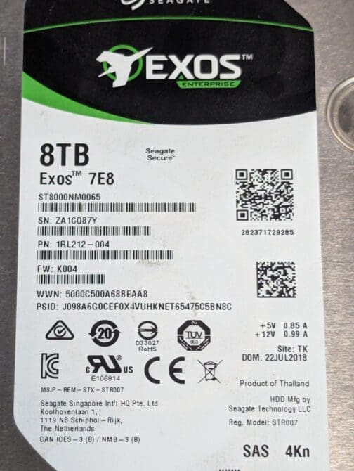 Seagate Exos 7E8 8TB 7.2K SAS 12G 3.5" 4kn Hard Disk Drive ST8000NM0065 - Image 2