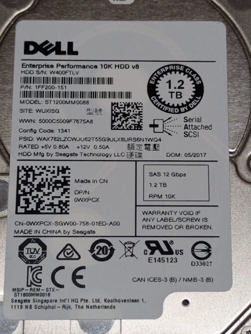 Dell 1.2TB WXPCX 2.5" 10K 12Gb/s SAS Server Hard Disk Drive ST1200MM0088 w/tray - Image 2