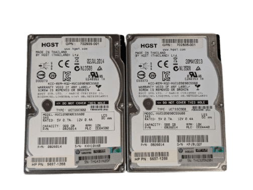 LOT OF 2 HGST 900GB 0B26014 2.5" SAS Server HDD 512 Format HUC109090CSS600