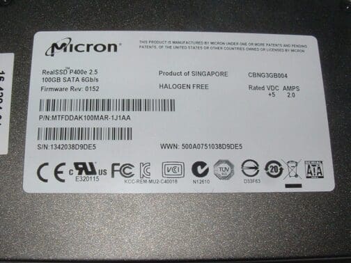 Micron RealSSD P400e 2.5 100GB SATA 6Gb/s MTFDDAK100MAR-1J1AA Solid State Drive - Image 2