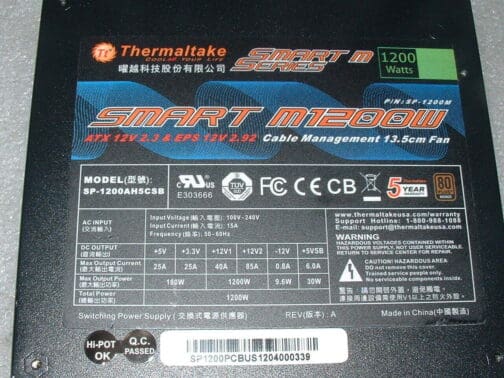 Thermaltake SP-1200M Smart M Series Power Supply 1200w SP-1200AH5CSB - Image 3