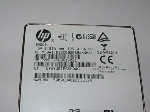 HPE 3PAR M6710 920GB SAS 12G SFF SSD Drive 752081-001 - Image 2