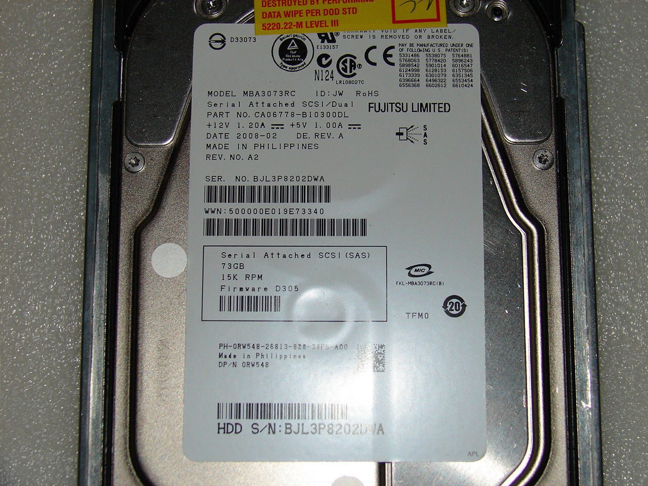 Dell Fujitsu 73GB 15K RPM Hard Drive w/ 1950 2950 Tray RW548 – Garland